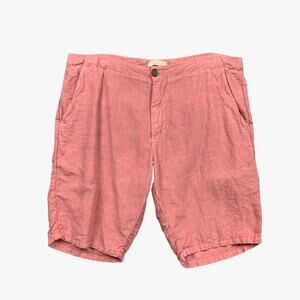 Luca Faloni Shorts Mens 38 Dusty Peach Linen 10 Inch Flat Front Lightweight Golf